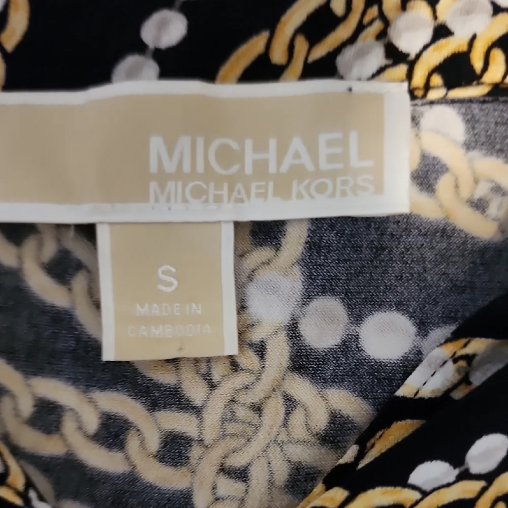 Michael Kors Black and Gold Size Small Blouse